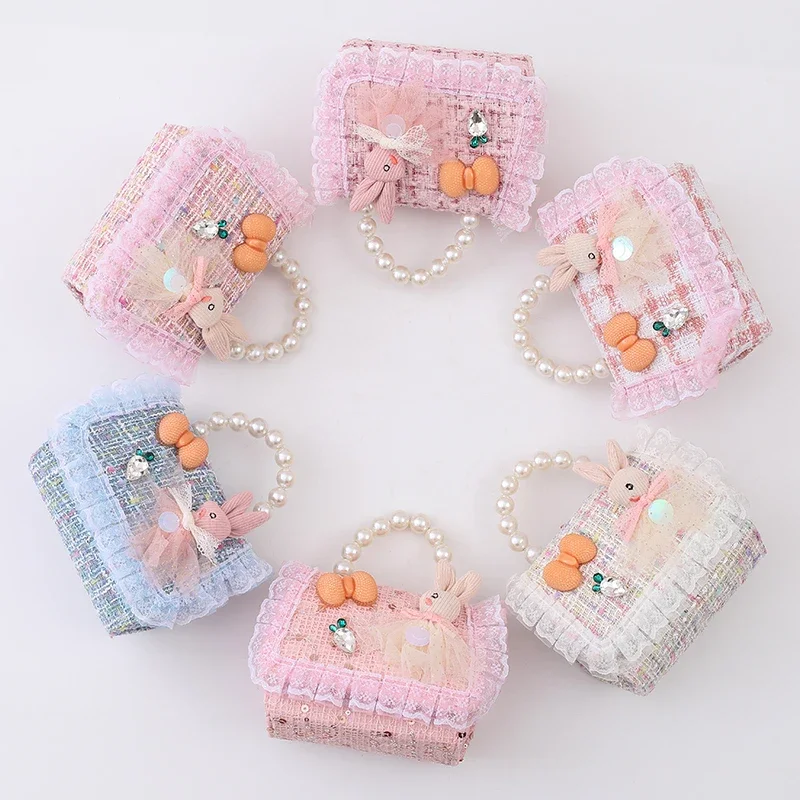 

Kids Bags For Girls Bowtie Cartoon Lace Children's Bag Boutique Fashion Pearl Handbag Fashion Chain Crossbody Girls' Bag