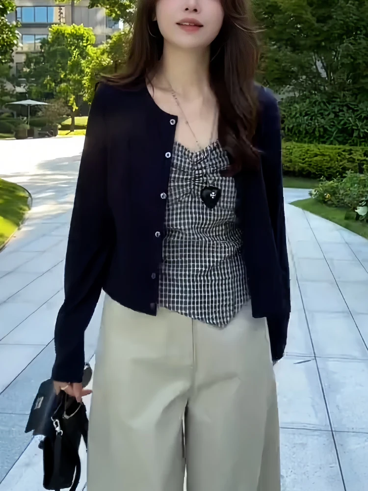 Faionable Versatile Pure Desire Sle Women's Two-Piece Set Casual Long Sve T-irt And Cardigan Autumn New Design