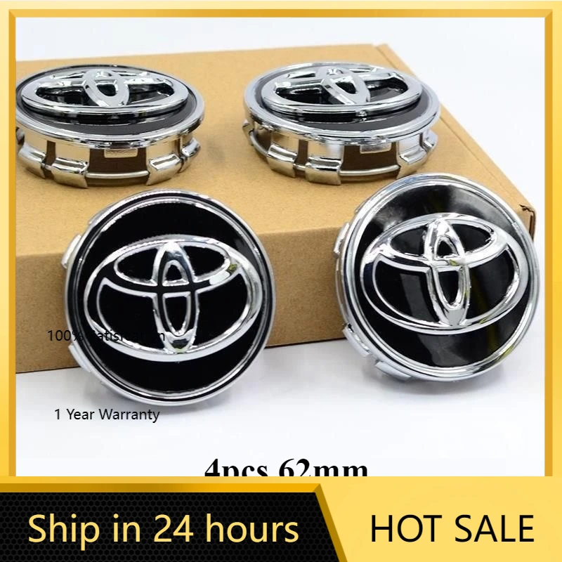 

2026 Горячие колпаки для ступиц Toyota, 4 шт., 62 мм, значок центральной крышки ступицы автомобильных шин для Toyota Rav4 Yaris Hrv Hilux C-hr Prado Prius Aven