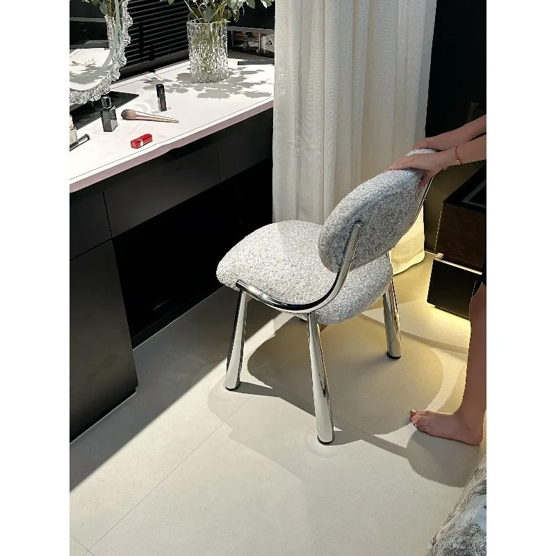 Household dining chair simple casual Nordic backrest black metal chair Nordic backrest makeup stool