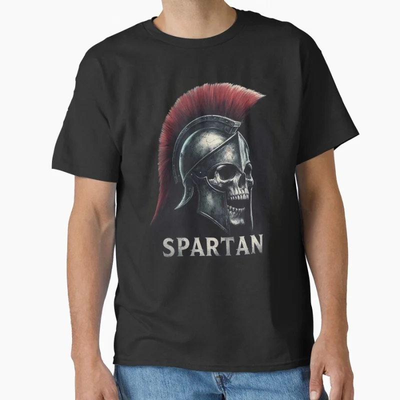 Skull Spartan Warrior Spartan warrior helmet ancient greece this is sparta T Shirt for men Large size Adult tops S-6XL