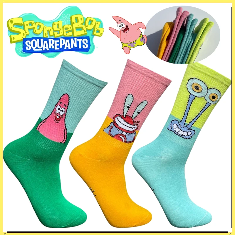 SpongeBob Patrick Star Socks Fashion Men Women Middle Tube Socks Cartoon Casual Sport Sock Breathable Couples Funny Stockings