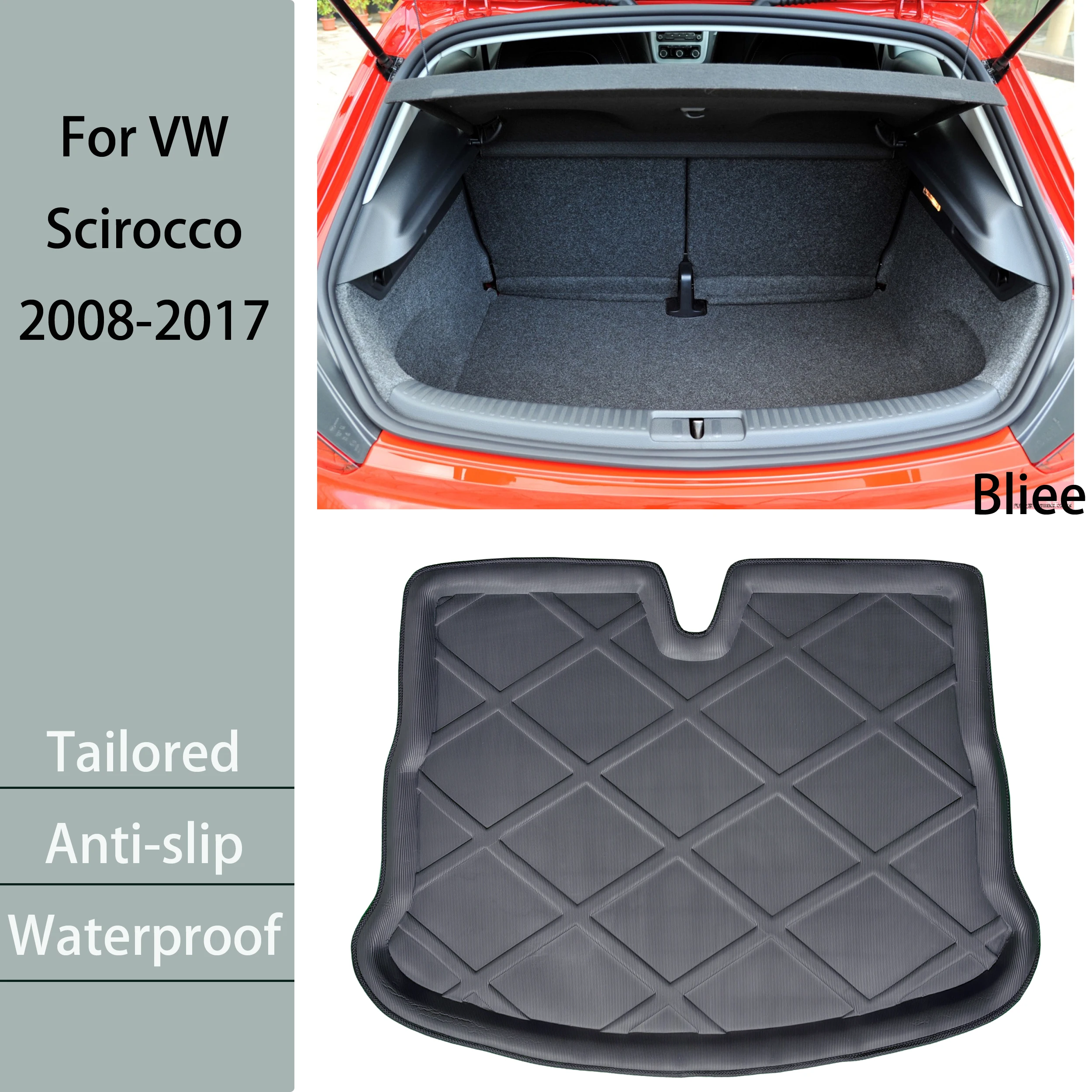 

For Volkswagen VW Scirocco 137 138 2008 2009 2010 2011-2017 Tailored Rear Trunk Mat Cargo Liner Boot Floor Tray 3D Accessories