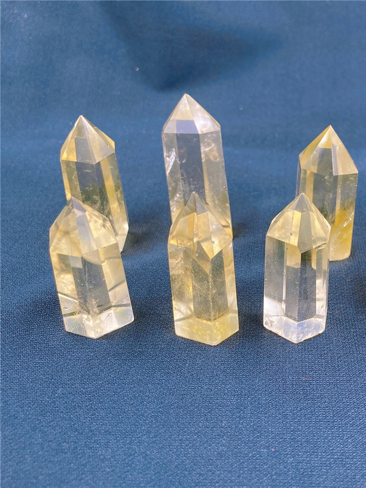 Natural Brazilian Citrine Crystal Point Wand Yellow Quartz Gemstone Tower Reiki Healing Stone Ore Specimen Crafts Home Decor