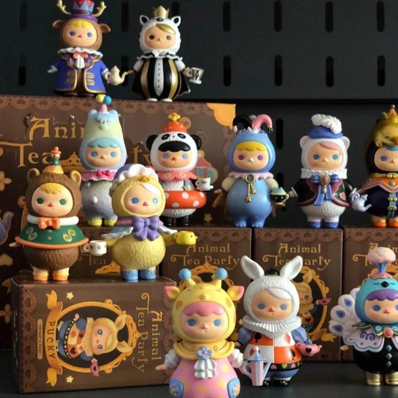 

Spot Genuine Pucky Elves Animal Tea Party Series Blind Box Handmade Cartoon Toy Model Desktop Ornaments Birthday Gift Toys