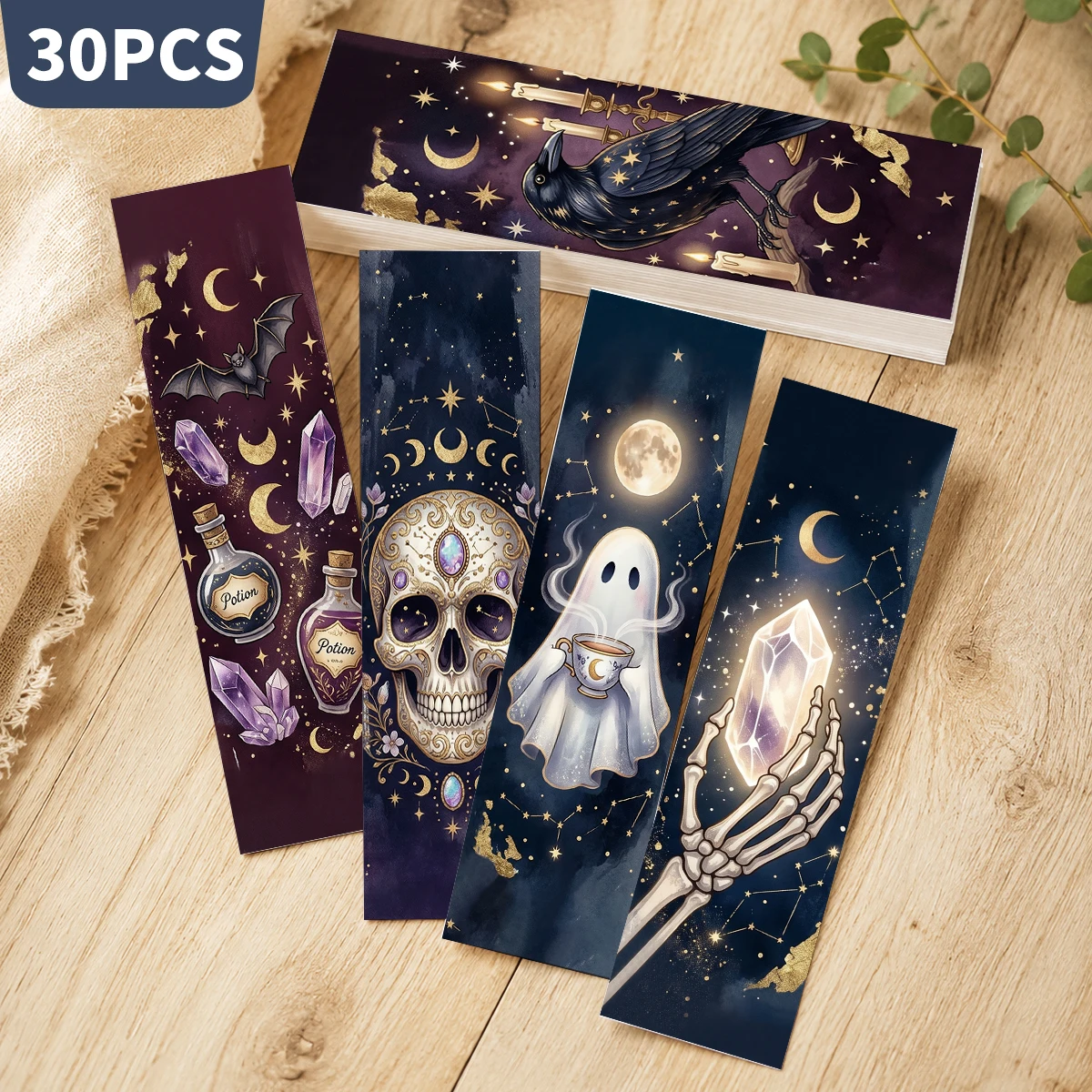 30 Stück Gothic-Halloween-Lesezeichen im Hexen-Stil, für Roman- und Tagebuchdekoration, mystische Schreibwaren, Halloween-Party-Geschenke für Bücherliebhaber