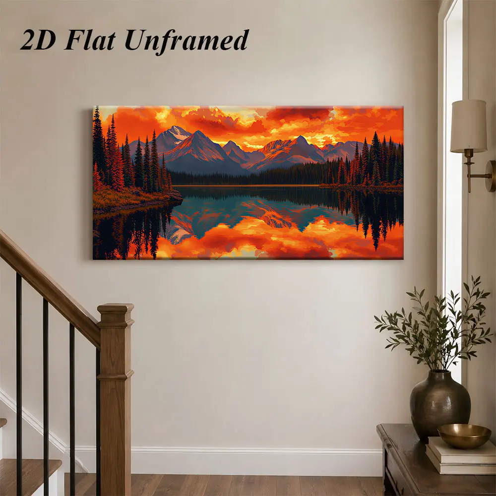 1 magnificent mountain lake sunset frameless decorative painting natural scenery home 2D plan