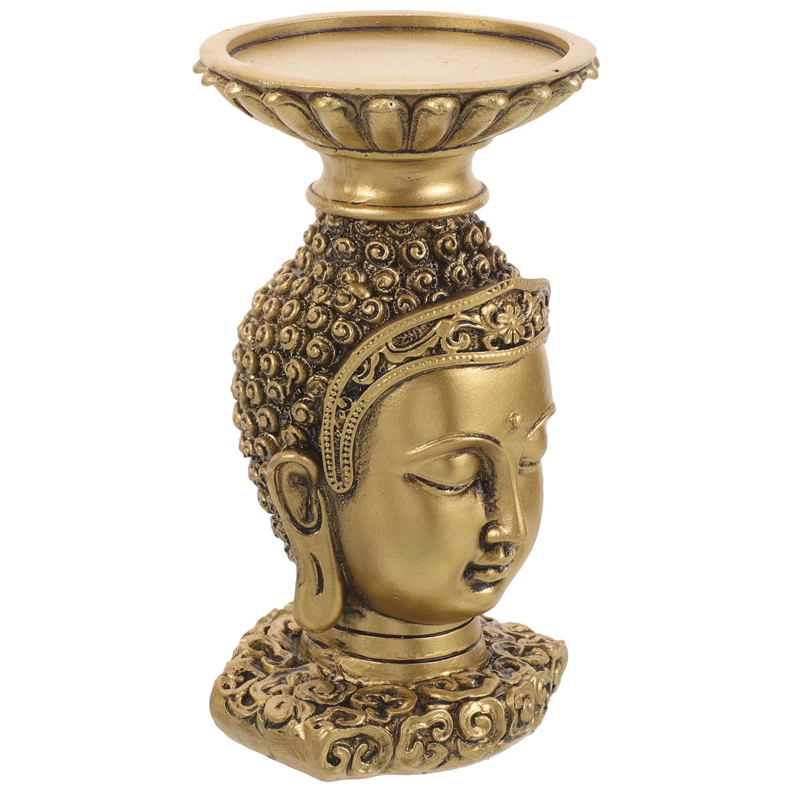 

Buddha Head Holder Buddhism Altar Decoration Zen Ornament Decorative Stand Tealight For Desktop Resin