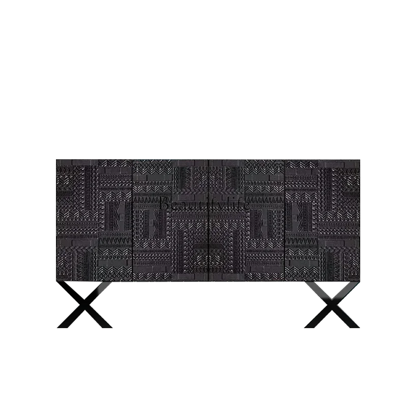 

4Nordic medieval dining side cabinet entry solid wood entrance bedroom living room storage French entrance cabinet