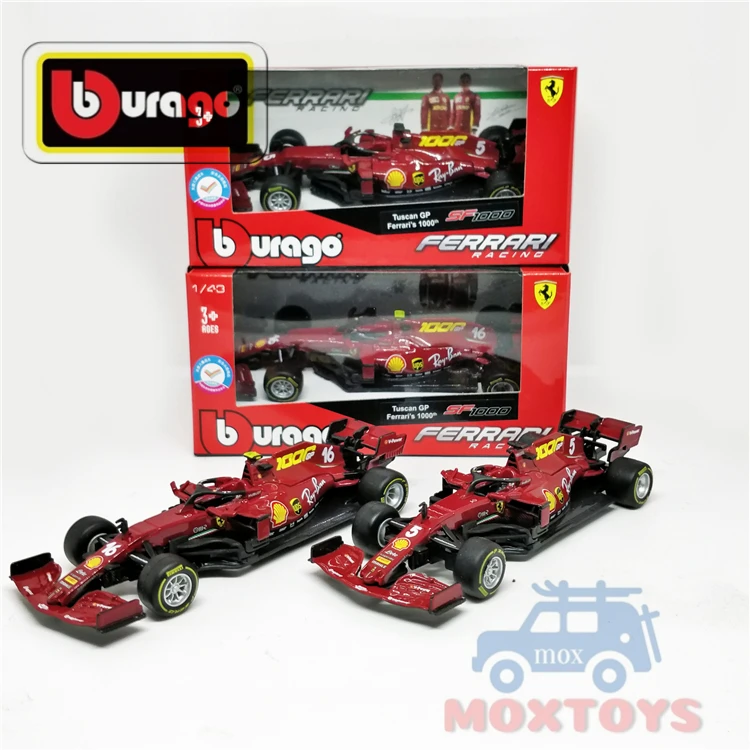 Bburago 1:43 F1 2020 Team Ferrari's 1000th SF1000 #5 Sebastian Vettel /#16 Charles Leclerc Diecast Racing Car