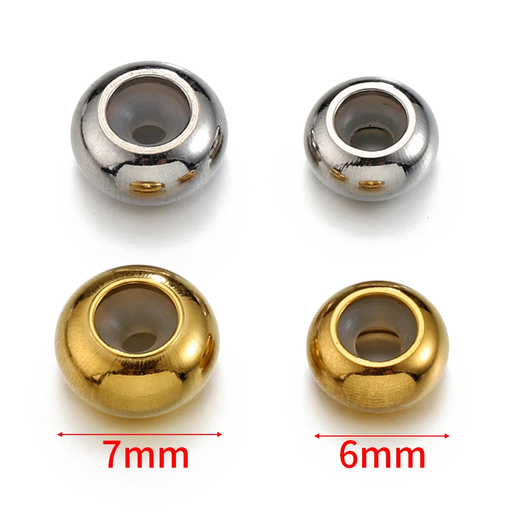 10pcs 6/7/8/10mm Stainless Steel Adjustment Beads with Non-slip Silicone Ring Positioning Beads for DIY Bracelet Jewelry Making image 4