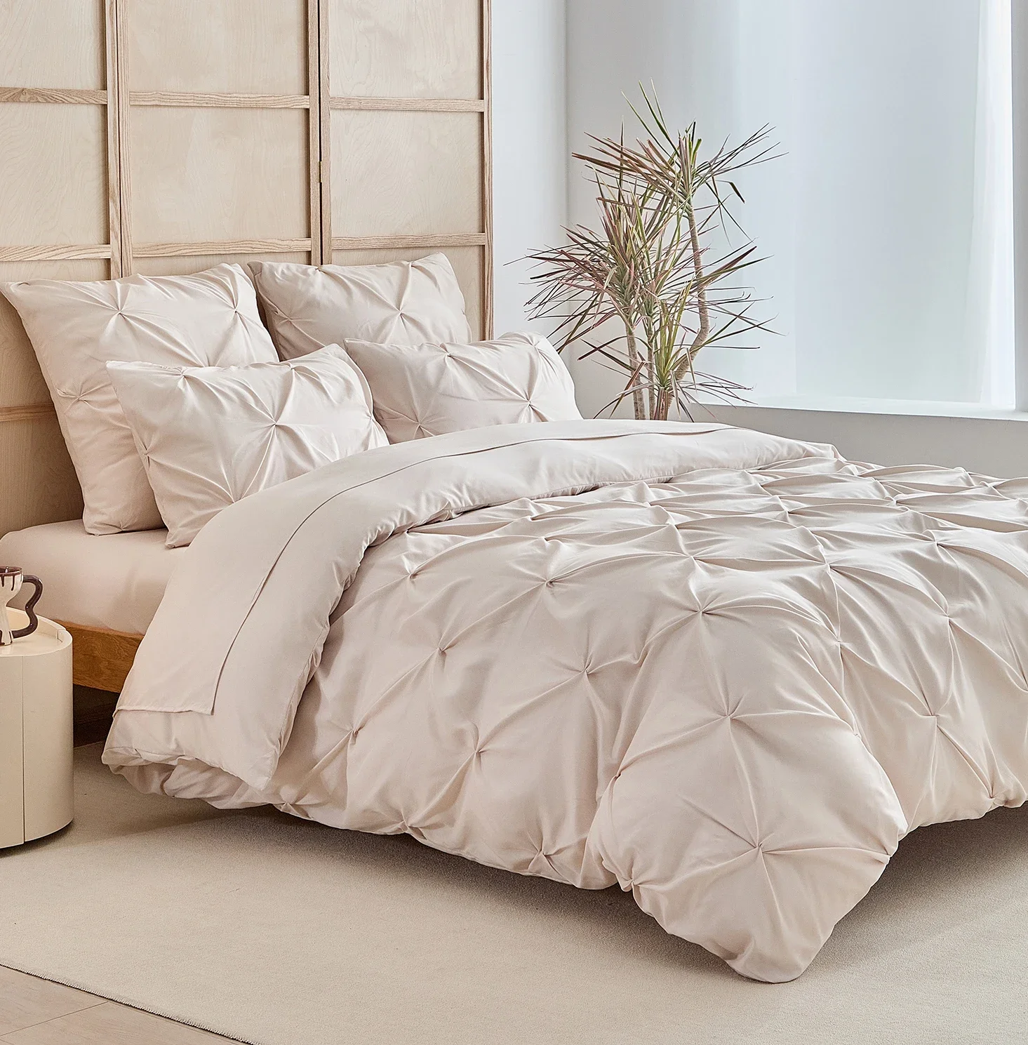 Three-dimensional Pleated Crafts Flower Bedding Set King Simple Beautiful Duvet Cover Set Single Double Blanket Cover Pillowcase