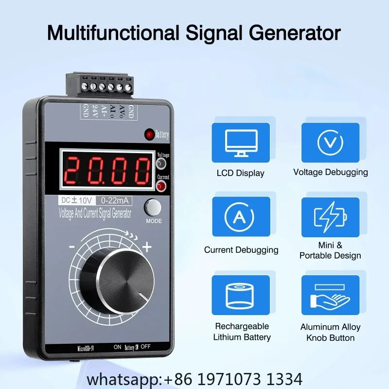 DC 0-10V 0/4-20mA Current Voltage Signal Generator USB Power Supply Interface Analog Simulator for PLC and Panel Debugging