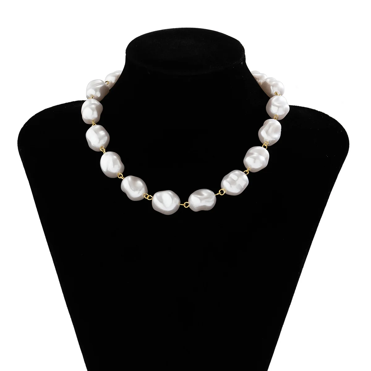 KMVEXO Fashion Baroque Big Pearl Necklace for Women Crystal Beads Choker Wedding Party Vintage Korean Jewelry