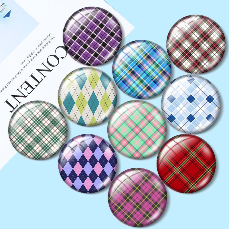 

patterns Plaid flowers dots patterns Beauty 10pcs 12mm/18mm/20mm/25mm Round photo glass cabochon demo flat back Making findings