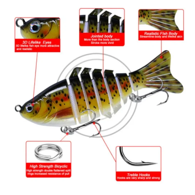 Bionic Swimming Lure 7-Knot Slow Sinking Fishing Bait Bionic Jointed Suitable For Carnivorous Fish All Kinds Of Fishing Waters