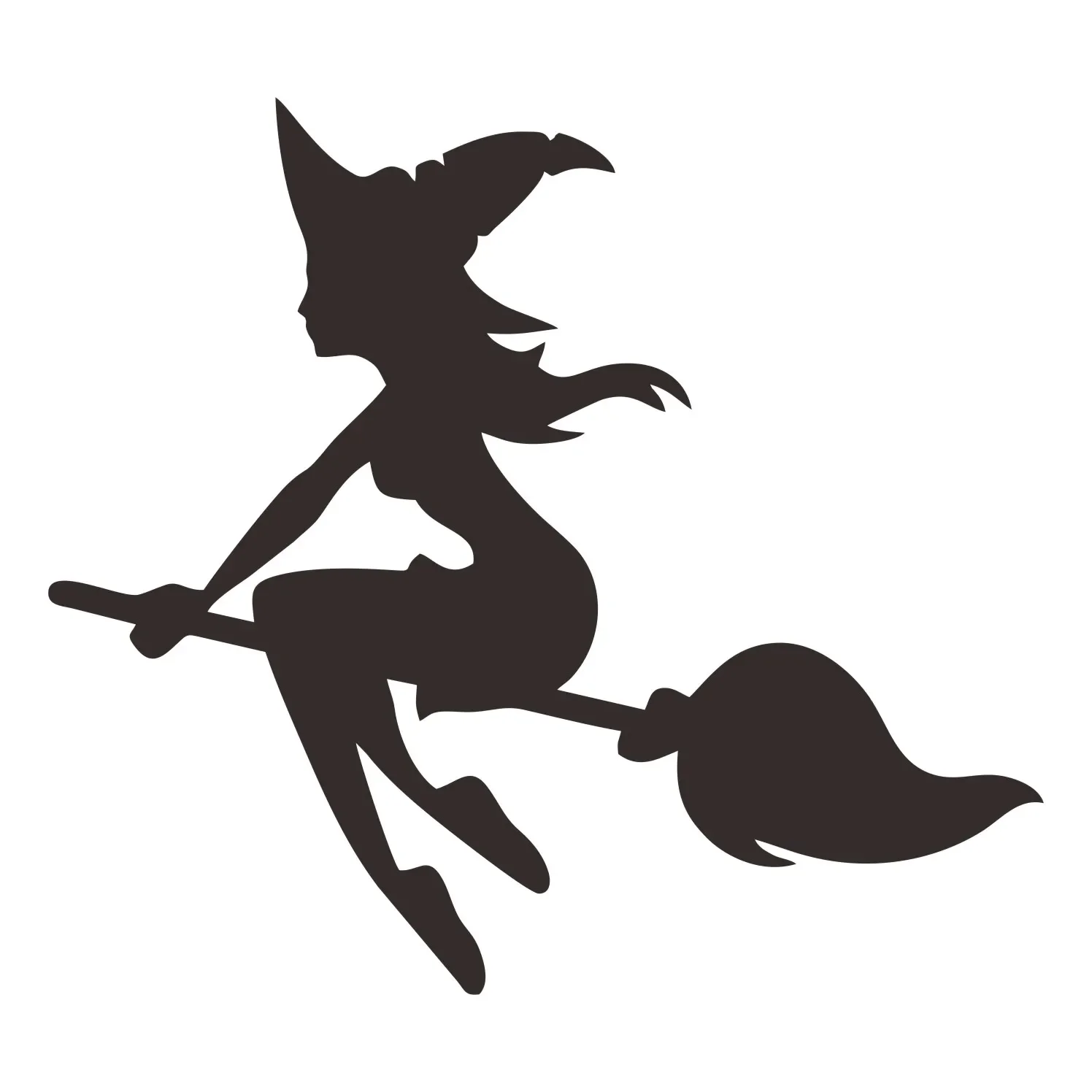 New Design High Quality Cartoon Witch Silhouette Car Stickers Creative Body Window Trim Car Moto Accessories Vinyl Decal, 18cm