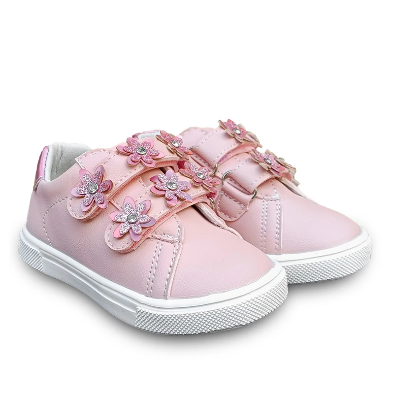 Mode Bloem Schoenen Pu Leer Meisje Sneaker Kinderen, Nieuwe Kids Schoenen + Innerlijke 13.5-18Cm