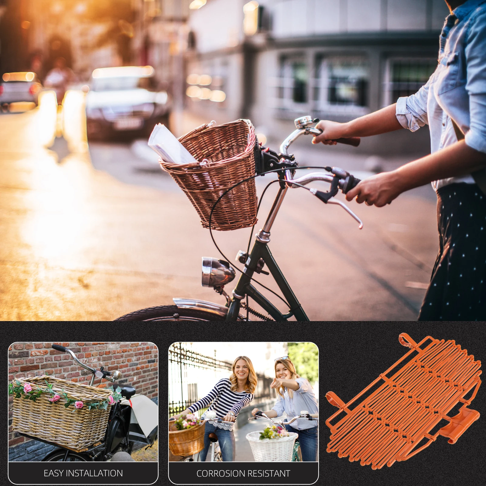 

Front Bike Basket Lid Cover Premium Plastic Sturdy Lightweight Easy Install Durable for Cycling Sundries Storage