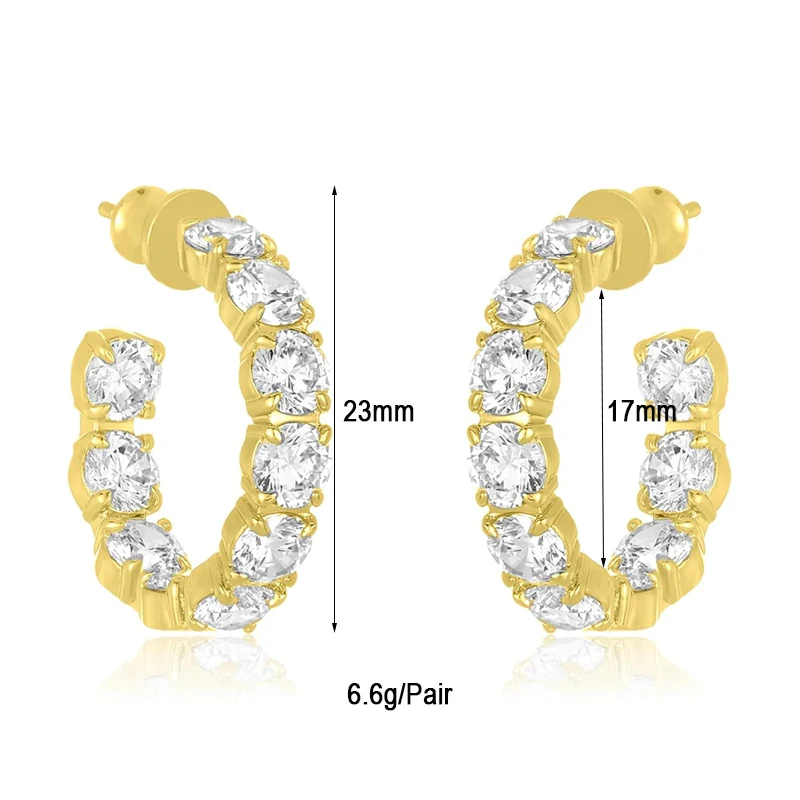 CRMYA Gold-plated Hoop Clip Earrings For Women Punk Style Cubic Zirconia Big Huggies Earrings Set 2023 Women Jewelry Wholesale