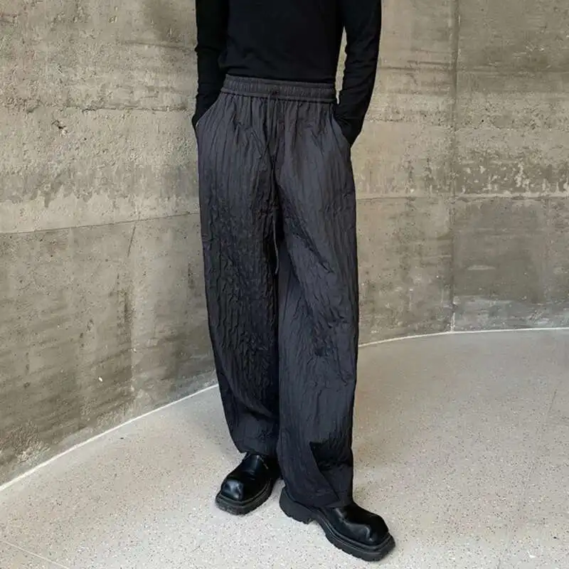 LUZHEN High Suit Pleat Casual Quality Pants Elegant Stylish Trendy Men's Loose Trousers Stretch Waist Pleated Clothing JY4315