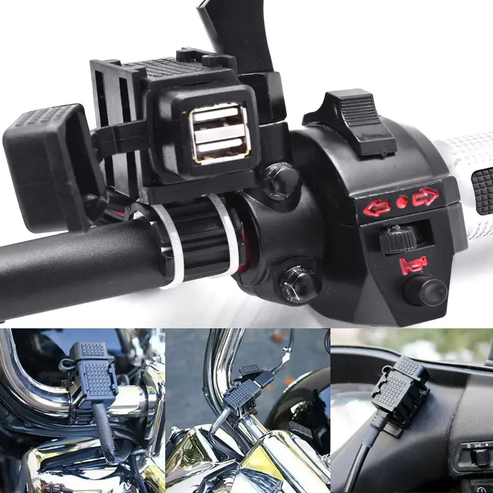 Waterproof Motorcycle USB Charger Kit 4.2A Dual USB Port Socket Fuse O Ring Connector for iPhone Smartphone Tablet GPS