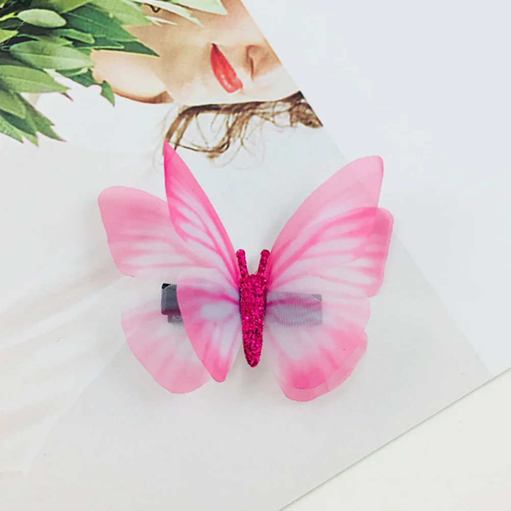 

16 pcs Tulle Butterfly Hair Clips Colorful Fabric Wings Metal Duckbill Barrettes For Women Party Wedding Accessory