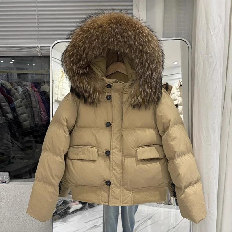 2025 Korean Style Loose-fitting Women Winter Jacket Thickened Warm Hooded Jackets For Female Fashionable Duck Down Filling Coat