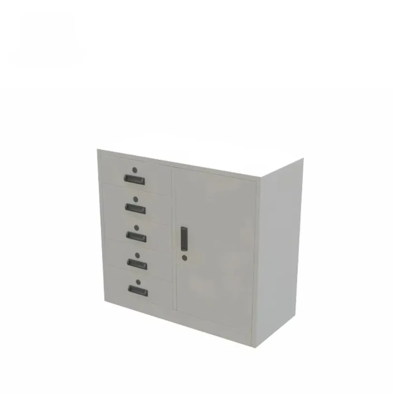 Storage cabinet, metal storage cabinet with 6 drawers (short office cabinet with steel doors)
