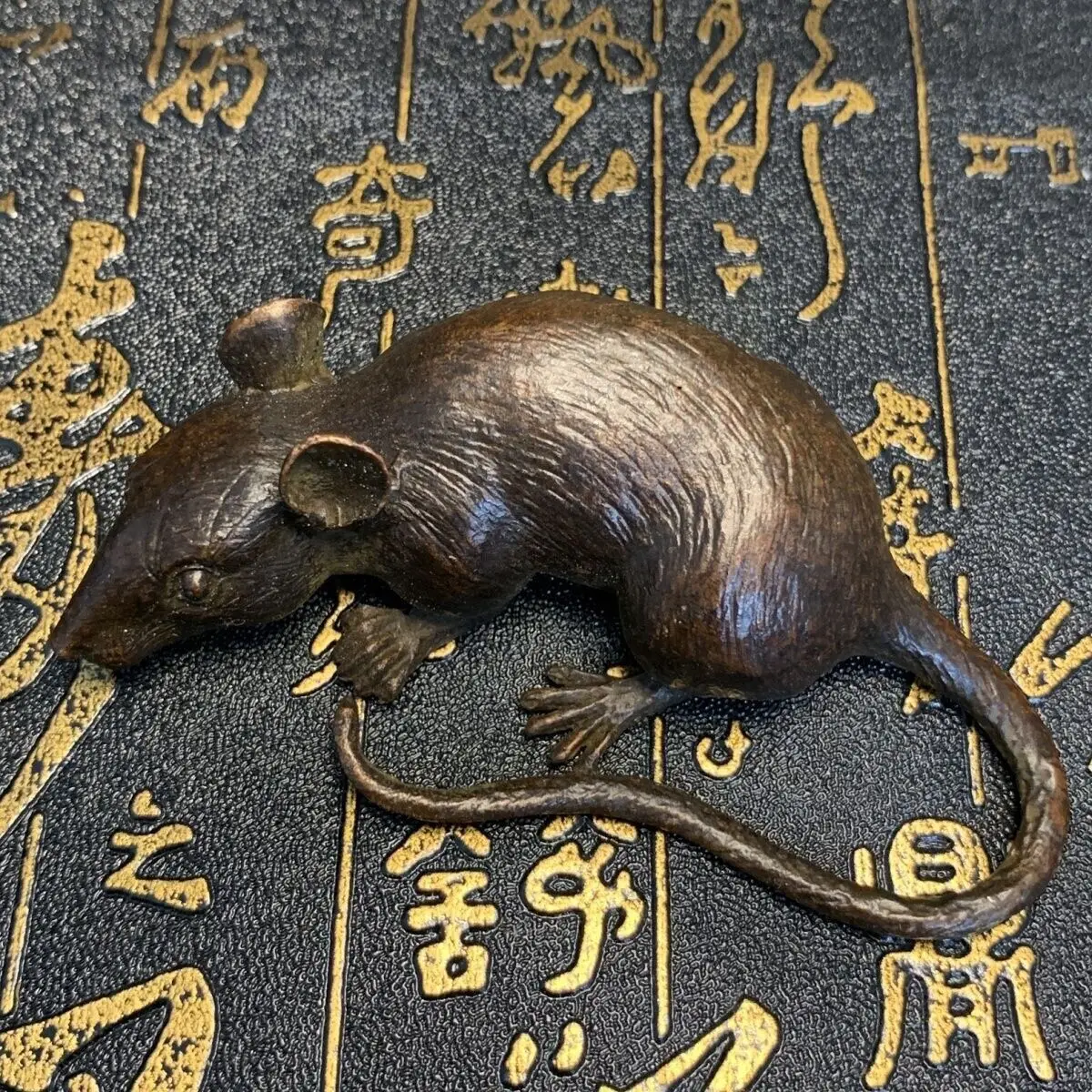 collectable bronze handmade mouse Figure statue netsuke table decoration