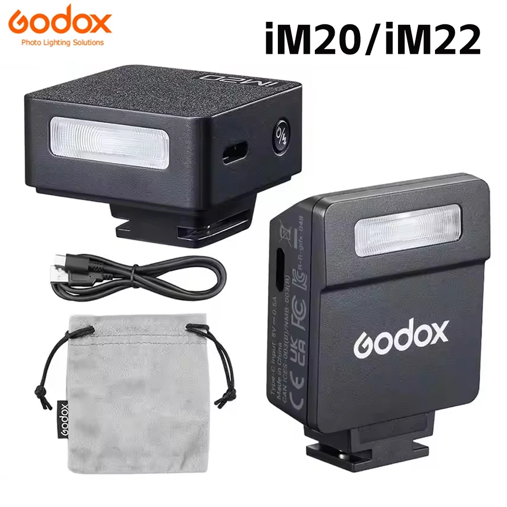 Godox iM20/iM22 Mini Camera Flash for Canon Fuji f1-230 Sony zv1 zve10 Ricoh gr3 Nikon Panasonic Olympus Pentax Most SLR Cameras