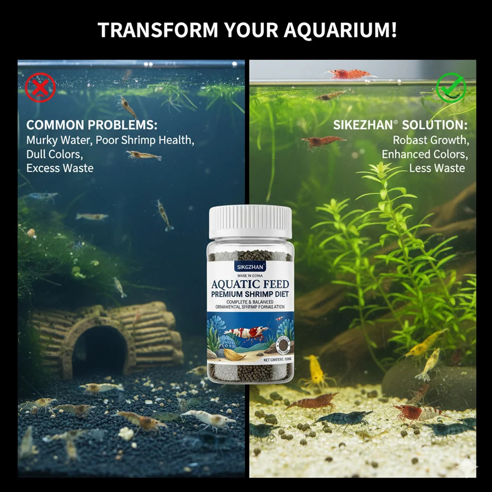SIKEZHAN Shrimp Food 105ml - Premium Balanced Diet for Cherry, Crystal Red & Amano Shrimp - Enhances Growth & Natural Color