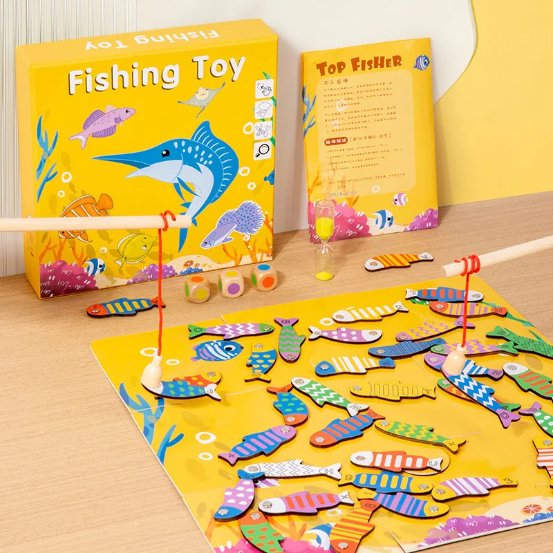 Children's fishing toys magnetic early education kindergarten fish rod toy parent-child PK fishing interactive training toy game