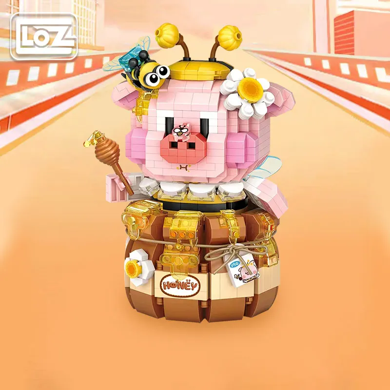 Loz Honey Pig Candy Toy Pig Tide Play Micro Particles Assembled Building Block Toy Decompression Cure Cartoon