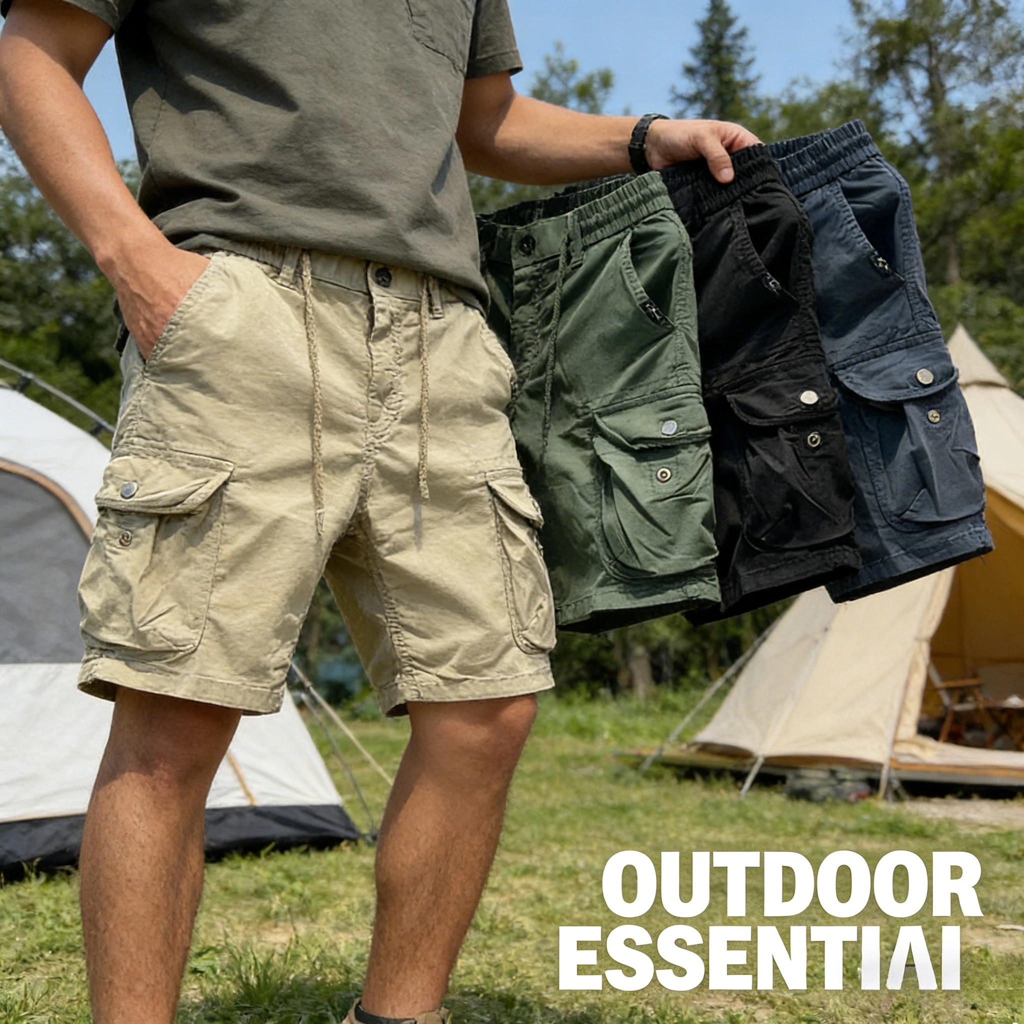 

Мужские универсальные шорты-карго в стиле ретро в гонконгском стиле, модные свободные тонкие удобные шорты длиной 5 дюймов