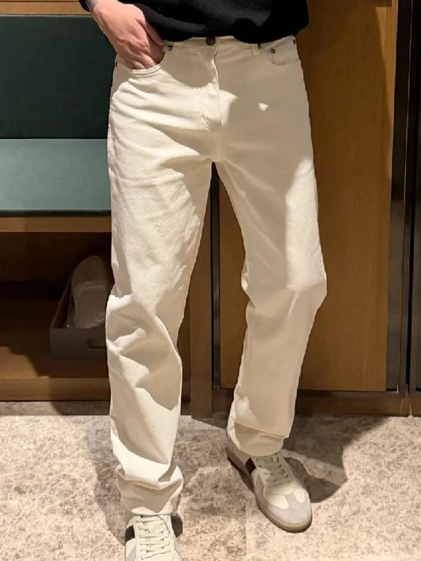 

Мужские джинсы свободного кроя с прямыми штанинами из белого денима, весна 2026, высококачественные повседневные брюки, модные городские стильные джинсы