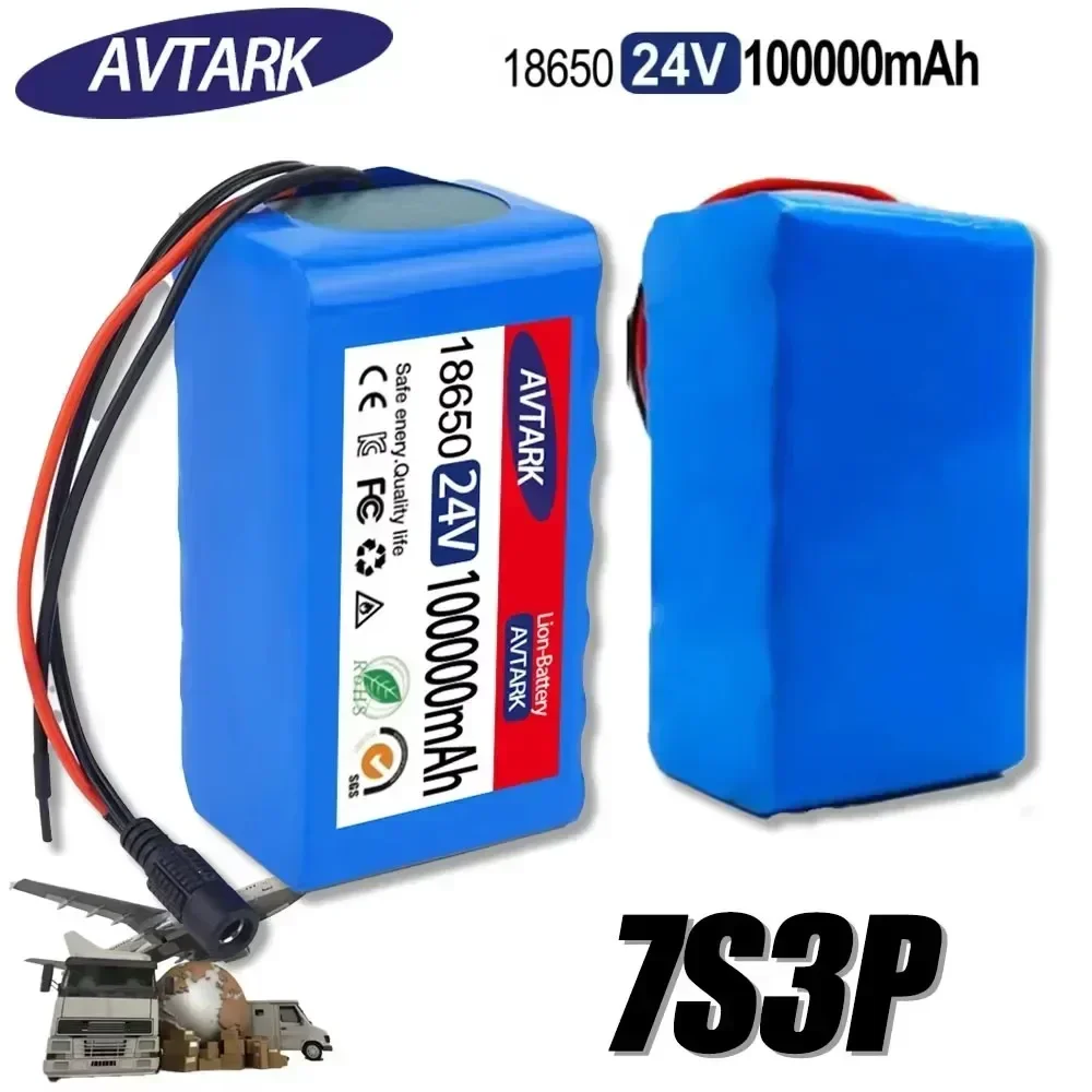 2025 NEW 24V 7S3P 18650 Lithium-Ion Battery Pack 100Ah with 20A Balanced BMS for Scooter Electric Wheelchair ,+ 2A Charger