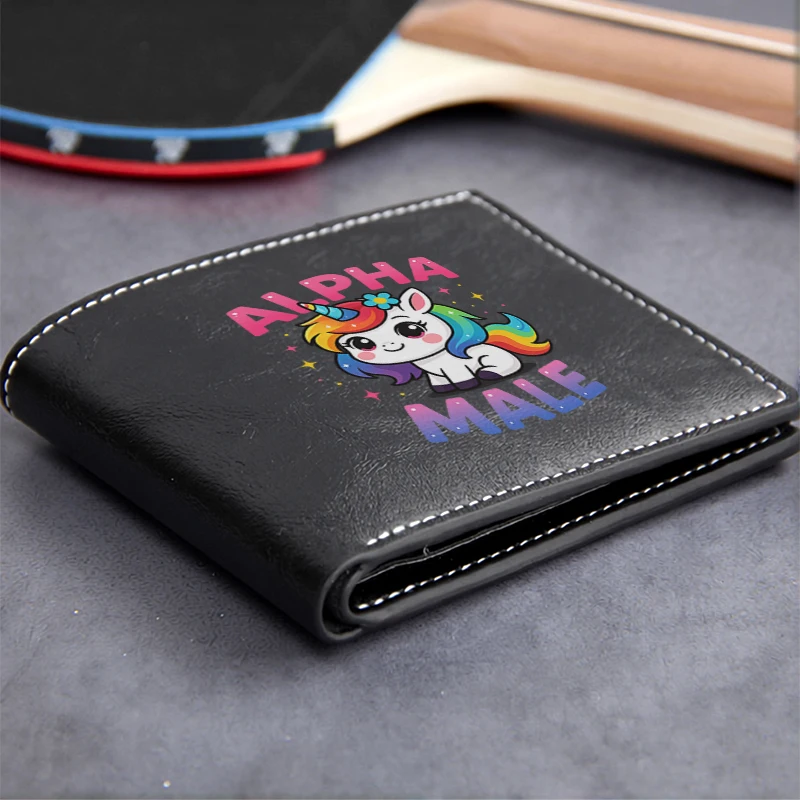 Alpha Male Unicorn Design Premium PU Leather Wallet for Men Lightweight Durable Compact Business Style