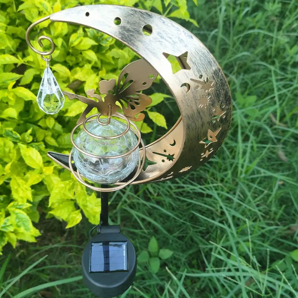 

Energy Saving Solar Lights Solar Fairy Moon Light Cracked Ball Outdoor Solar Powered Garden Pathway Light with Spike for Garden