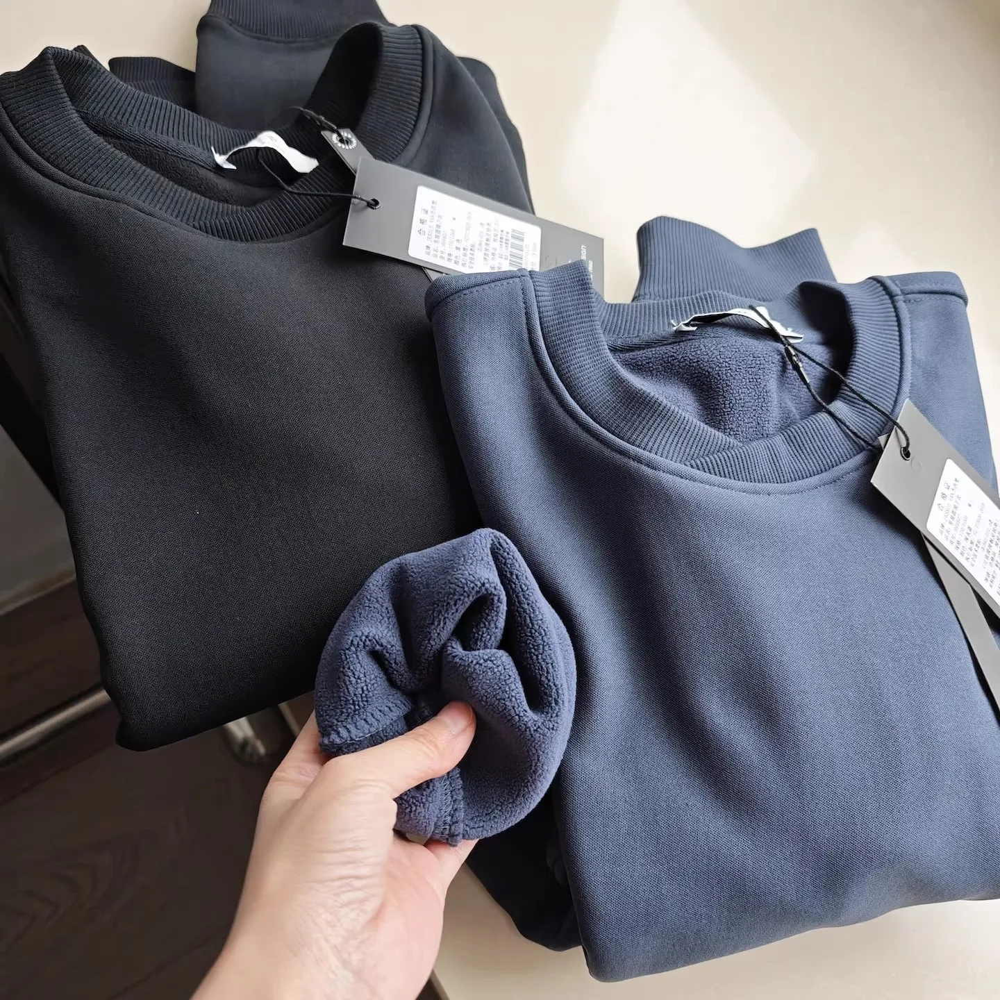 

Мужская зимняя толстовка из австралийского вельвета с круглым вырезом, на флисовой подкладке, теплая, однотонная, базовая модель