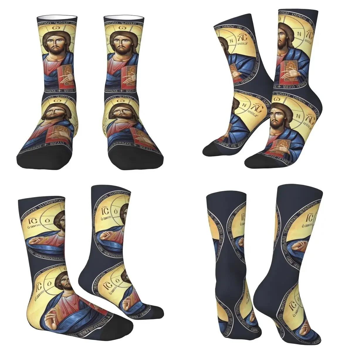 

Носки с православной иконой Христа Пантоктора, влагопоглощающие носки в стиле Харадзюку, всесезонные длинные носки для мужчин и женщин, подарки на День святого Валентина