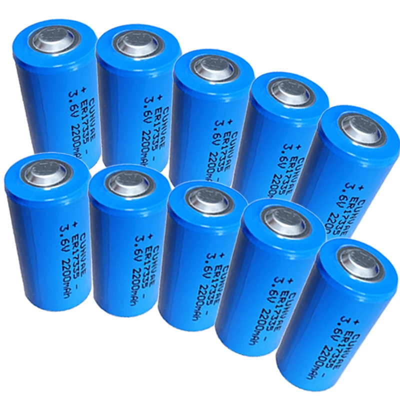 10PCS  3.6V 2200mAh 2/3A ER17335 Lithium Battery Pack for Hunting Dogs, Carbon Monoxide Detectors, Intrusion Sensors, Invisible