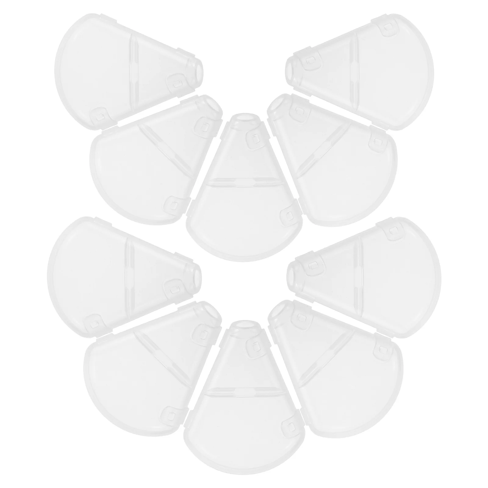 

10pcs Brush Head Protective Cover Fan Shape Transparent Plastic Cap for Makeup Brushes Storage Container Protector Case