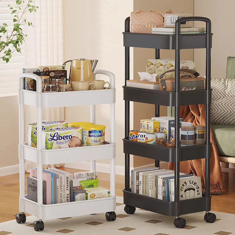 3-5 Tiers Trolley Organizer Auxiliary Cart With Wheels Shelf Kitchen Furniture Cabinet Storage Rack Drawers Bathroom Mobile Cart