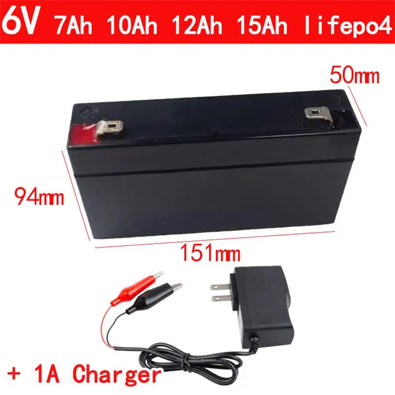 6V 7Ah 10Ah 12Ah 15Ah lifepo4 lithium battery for scale Access control Children\'s toy car lamp airplane rc tank +7.3v 1A charger