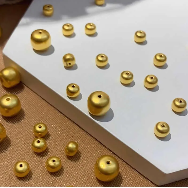 

Pure 24K Yellow Gold Beads Women 999 Gold Round Loose Beads 1pcs