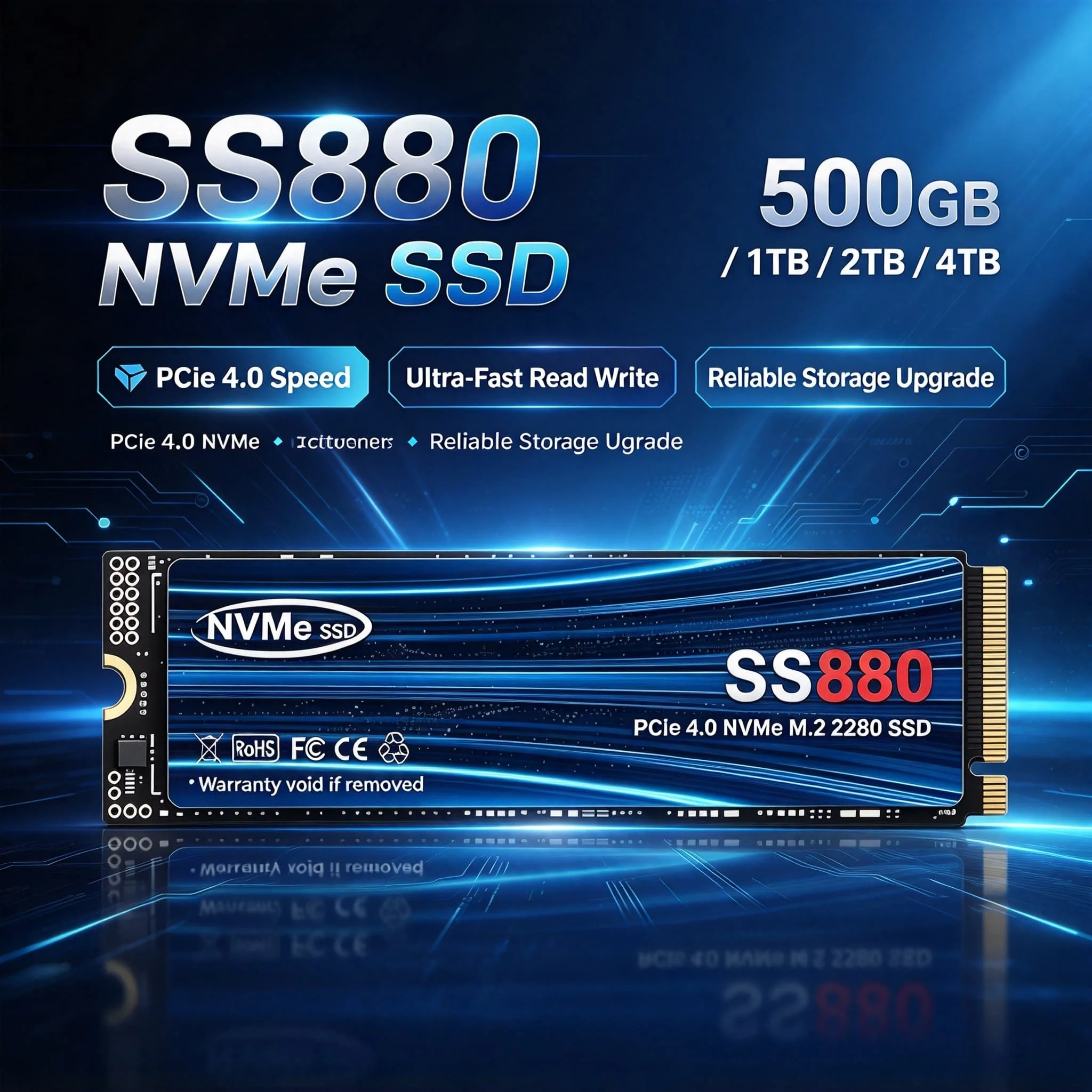 SS880 500GB 1TB 2TB Gaming SSD M.2 NVMe PCIe 4.0x4 TLC 3D NAND 2280 Solid State Drive for Desktop PS5 Laptop PC New Pro Max