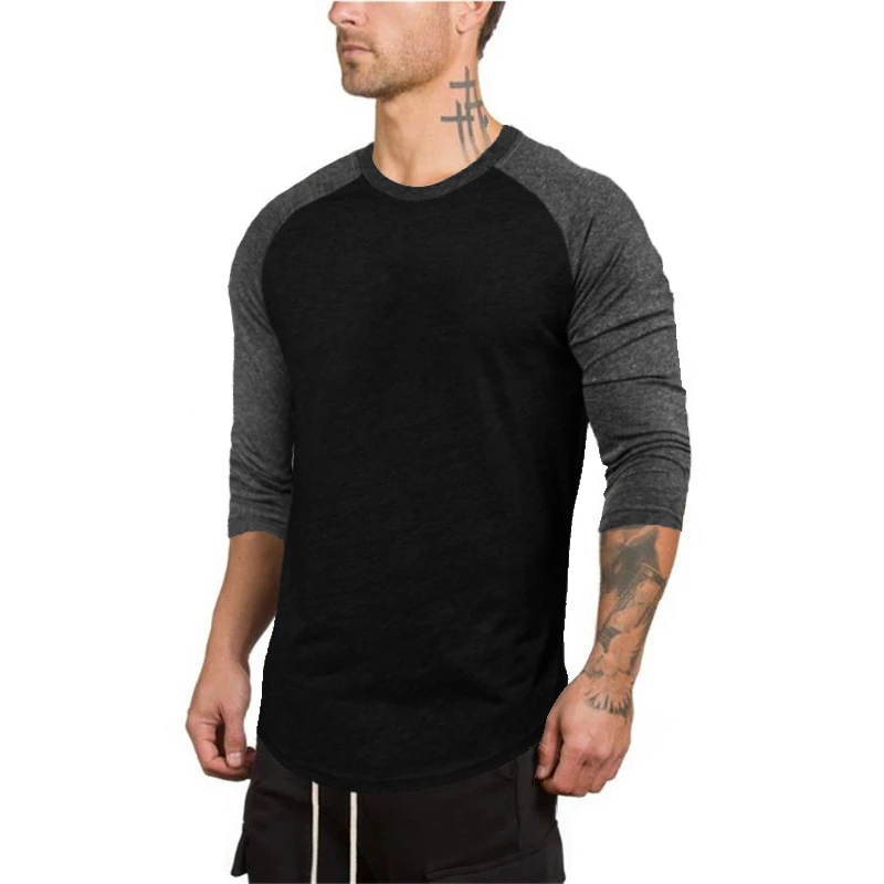 Hot Item Men’s Causal Gyms Clothing 3/4 Sleeve T-Shirt Mens Print Fitness Cotton Tees Bodybuilding 3/4 Sleeve Muscle Boys Tops