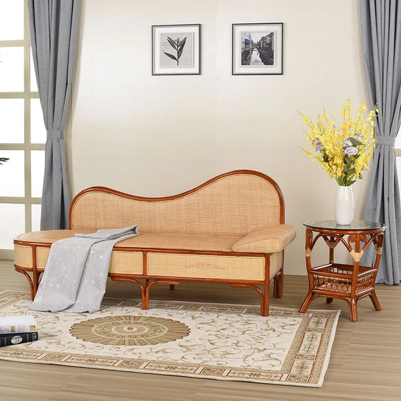Wohnzimmer, Rattan, Sofa, Chaiselongue, Nickerchenbett-Liegestuhl