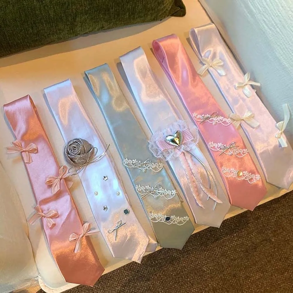 Темпераментная многофункциональная лента-бабочка Y2K, кружевное украшение, поясной ремень, сплошной цвет, роза, узкий длинный шарф, сумка, аксессуары